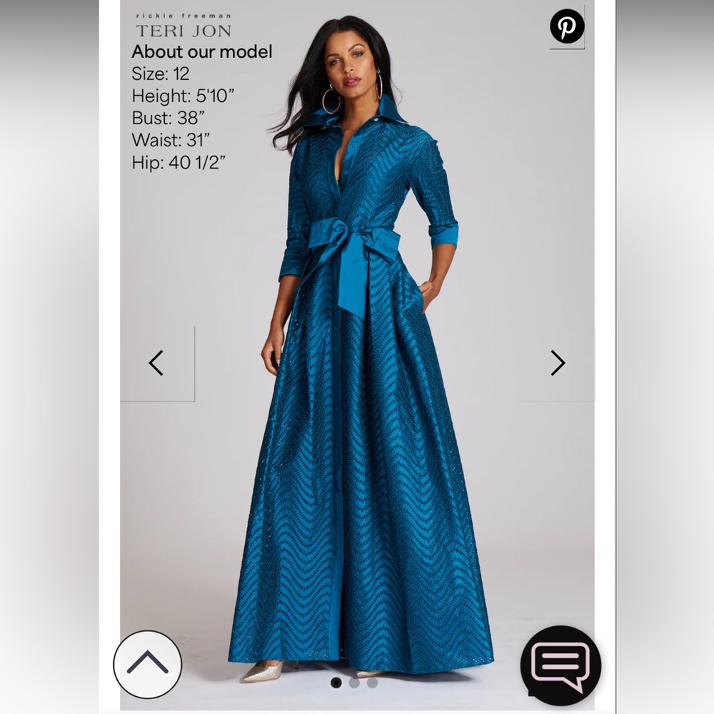 Shirt Waist Taffeta Chevron Pattern Eyelet Gown